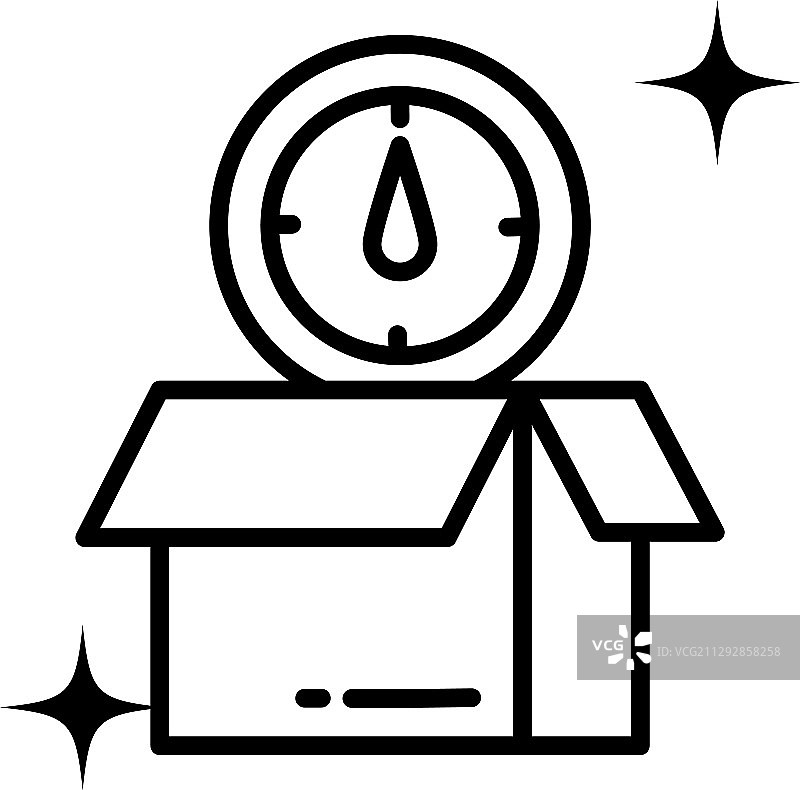 带有手表线条样式的纸板箱图标图片素材