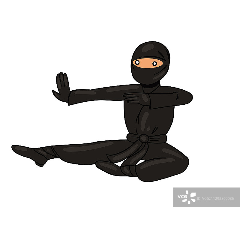 白色背景上的黑色忍者图片素材