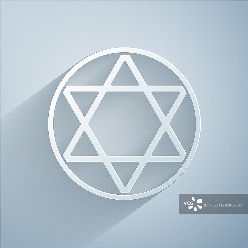 灰色背景上的剪纸大卫之星图标图片素材
