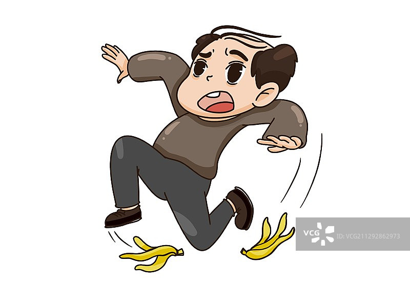 香蕉皮-走路跌跤-失去平衡图片素材