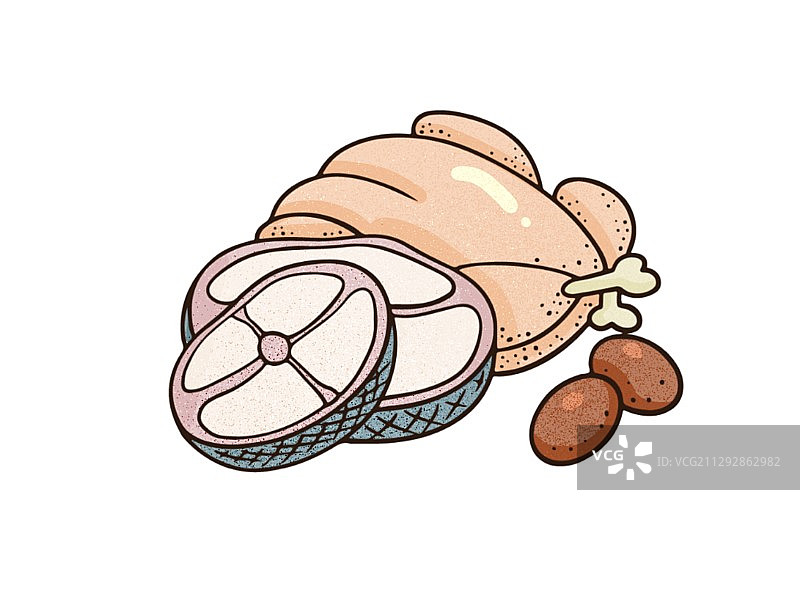 蛋白质-食物-鸡肉-鱼类图片素材