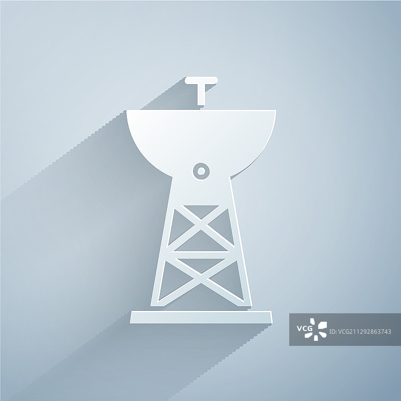 纸艺：灰色背景上的卫星天线图标图片素材