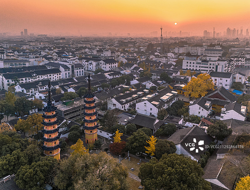 苏州园林航拍图片素材