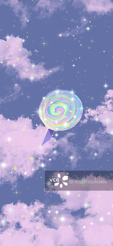 天空粉色云和棒棒糖图片素材