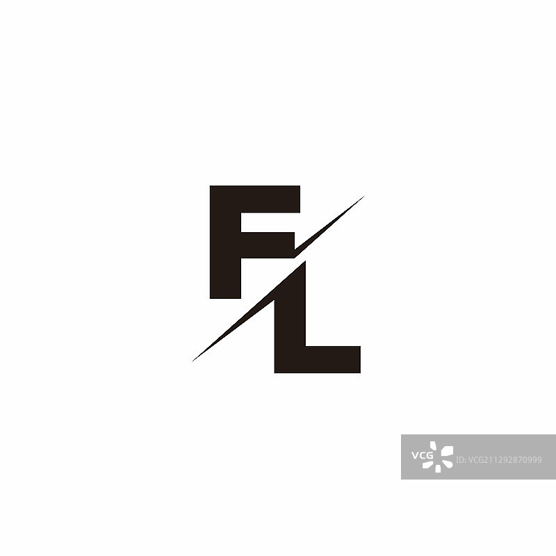 现代斜线FL字母标志图片素材
