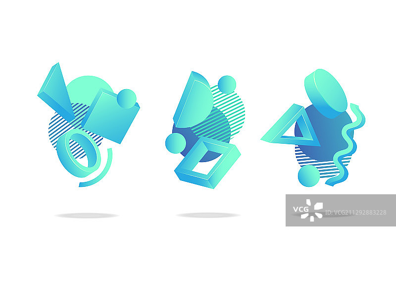 抽象动态徽章图标或形状合集图片素材