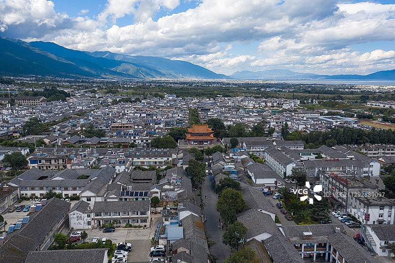 中国云南大理白族自治州大理古城航拍景观图片素材