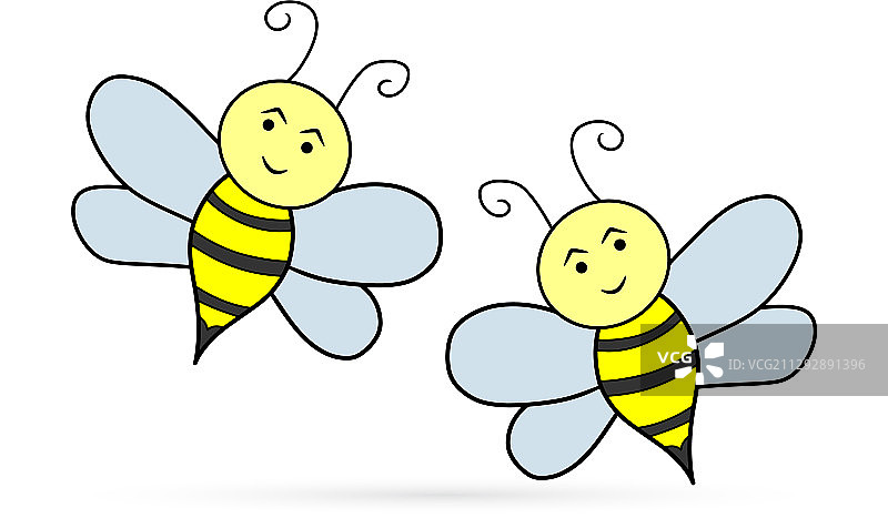 白色背景上的蜜蜂涂鸦图标图片素材