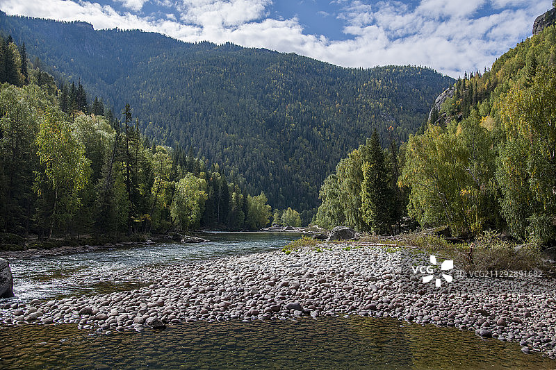 可可托海国家地质公园额尔齐斯大峡谷额尔齐斯河图片素材
