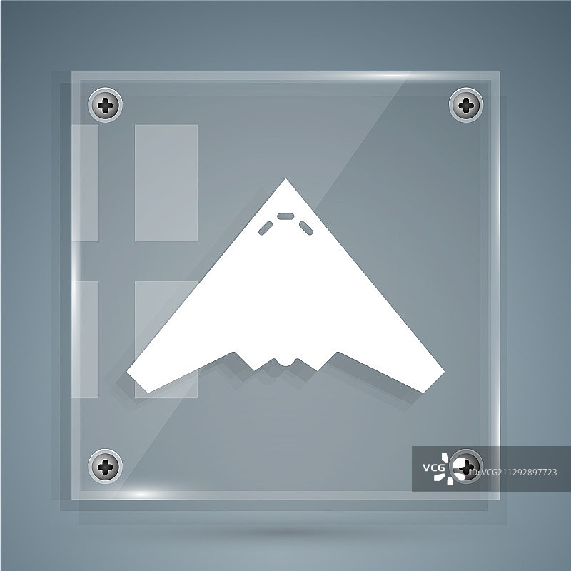 白色喷气式战斗机图标，灰色背景图片素材