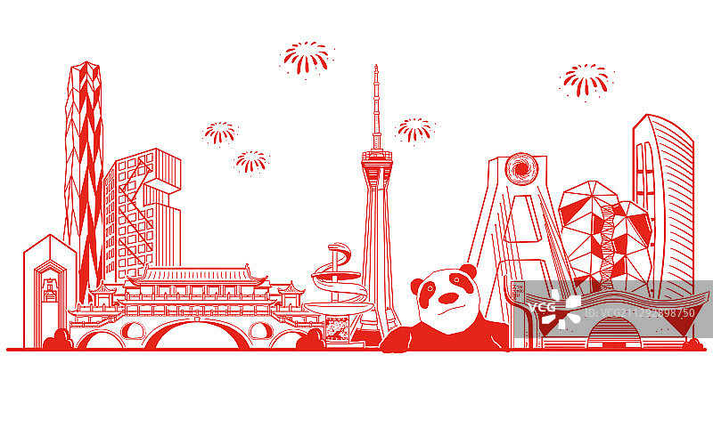 成都建筑剪纸图片素材