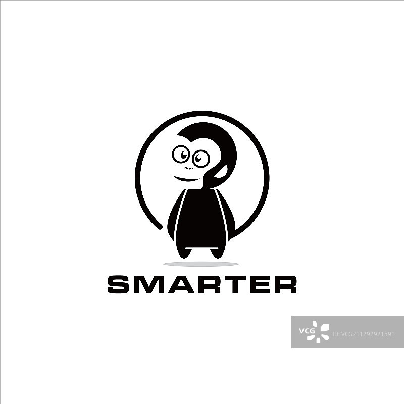 黑色书呆子猴子吉祥物图片素材