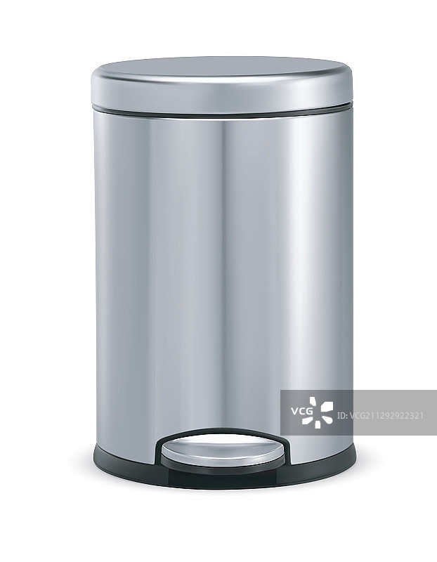 带脚踏的3D不锈钢垃圾桶图片素材