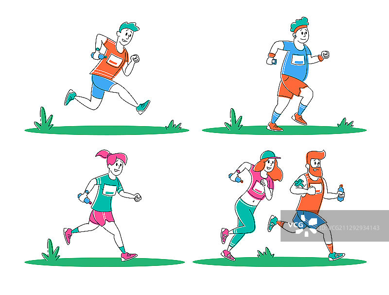 年轻人参加城市马拉松比赛图片素材
