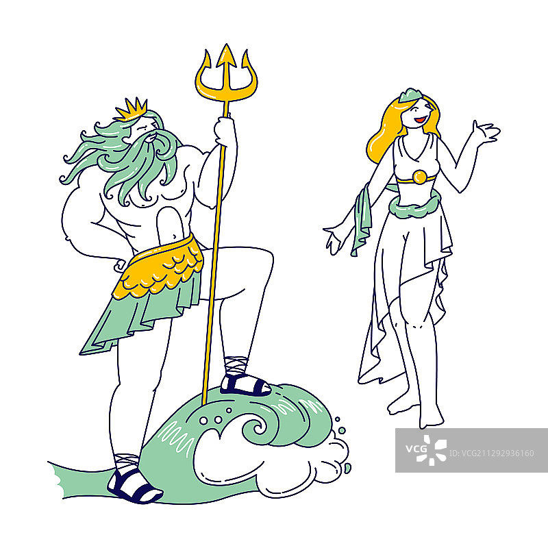 奥林匹斯众神波塞冬或尼普顿戴着皇冠图片素材