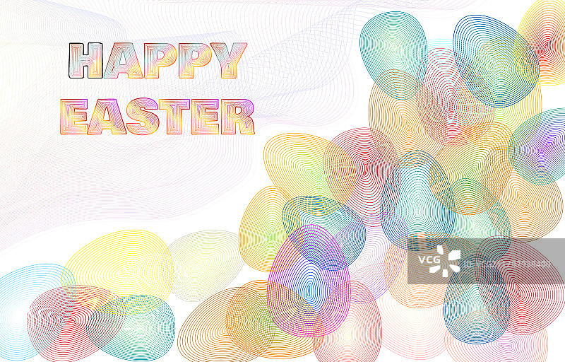 复活节快乐彩色图案线条艺术图片素材