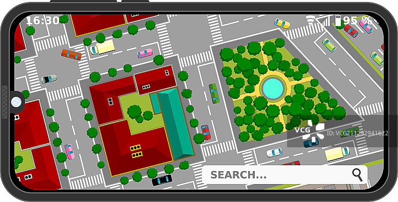 手机卡通城市街道地图图片素材