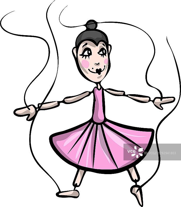 粉色连衣裙舞者玩偶图片素材
