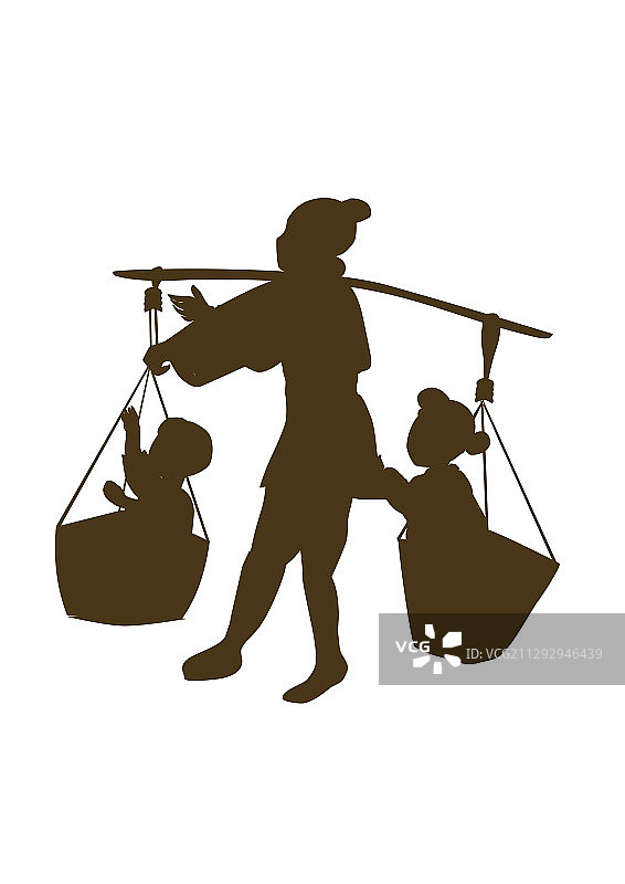 七夕牛郎剪影元素矢量插画图片素材