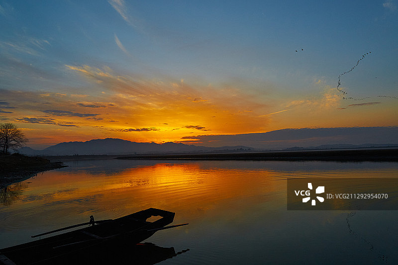 升金湖晨曦图片素材