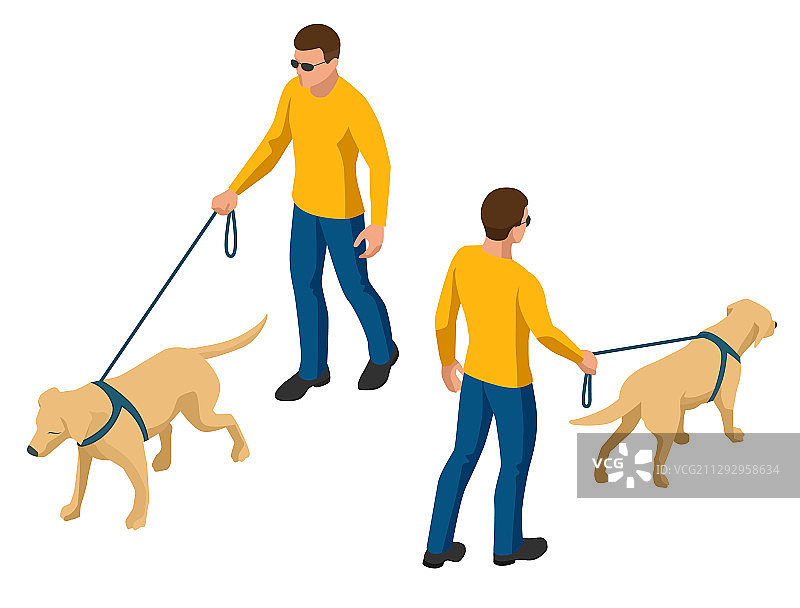 2.5D男人牵着狗图片素材