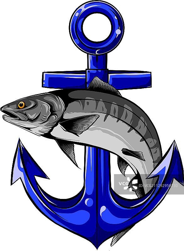 锚和鱼的绘画图片素材