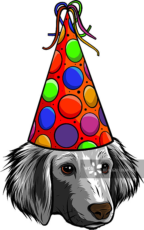 戴派对帽的小猎犬节日海报图片素材