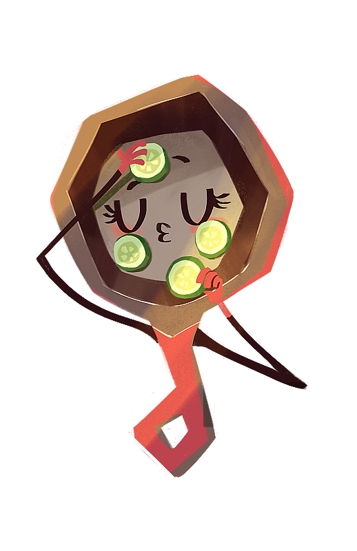 敷面膜的平底锅图片素材