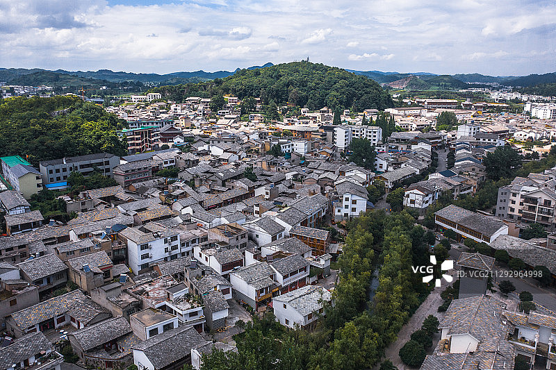航拍中国古建筑四合院图片素材