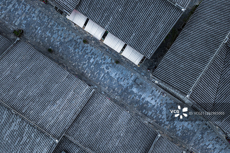 航拍中国古建筑四合院图片素材