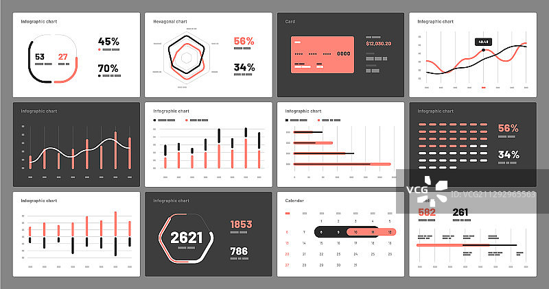大数据UI UX套件仪表盘图片素材