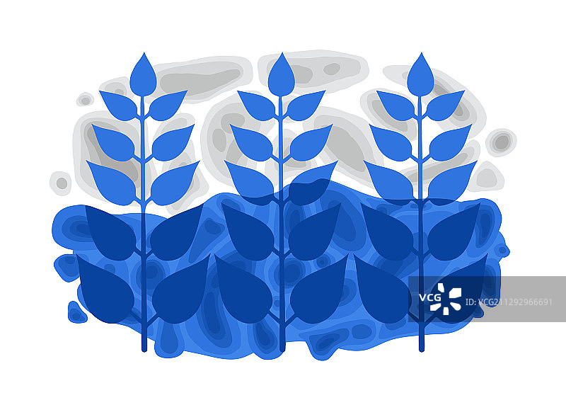 蓝色风格化民族树枝与树叶图片素材