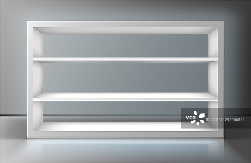 商店或画廊中的白色展示架图片素材