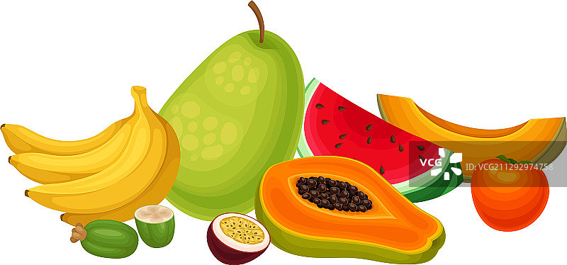 含西瓜片的异域水果拼盘图片素材