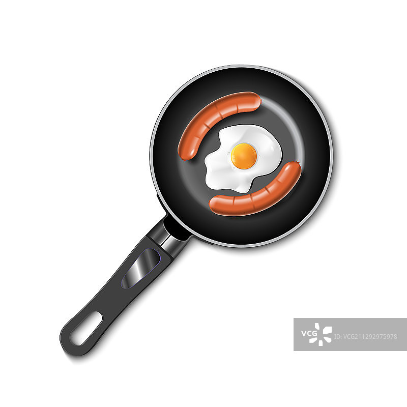 俯视煎锅里的香肠图片素材