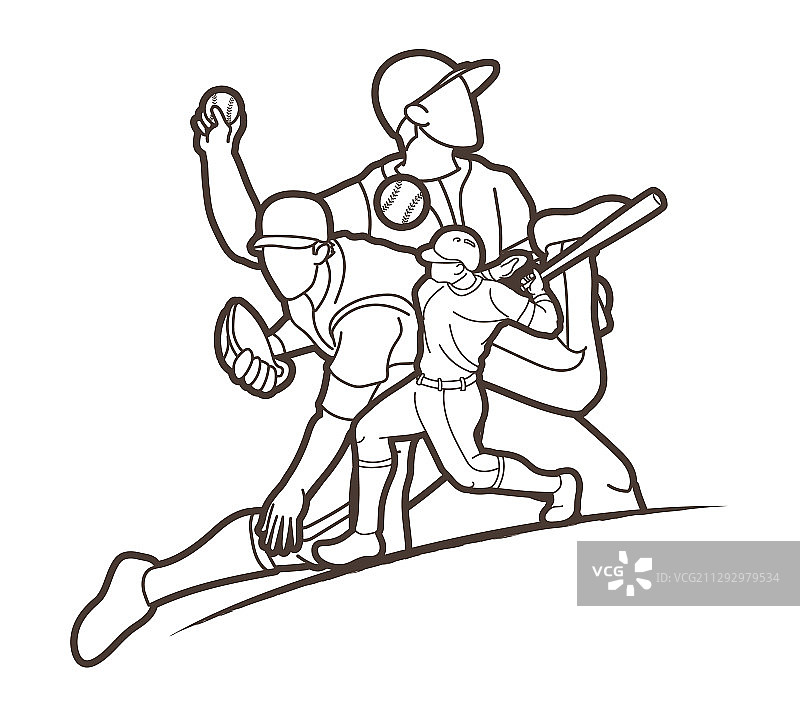 棒球运动员卡通运动图片素材