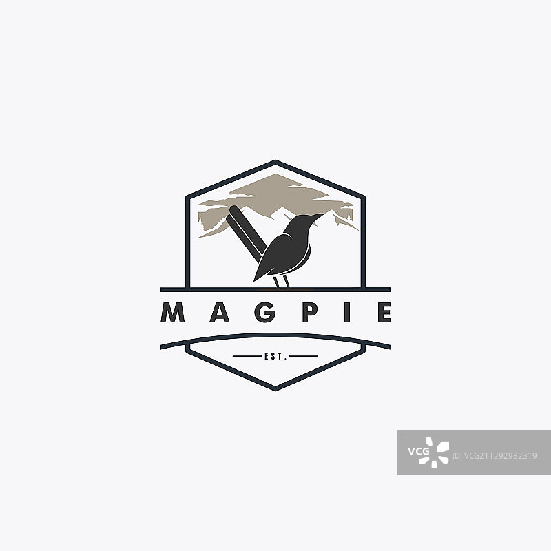 喜鹊复古徽章风格logo图片素材