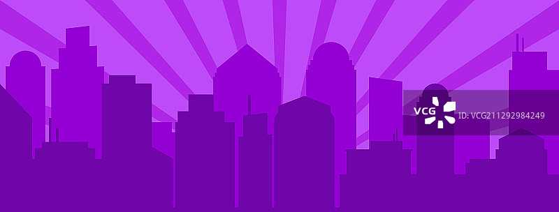 波普风现代城市剪影复古日出图片素材