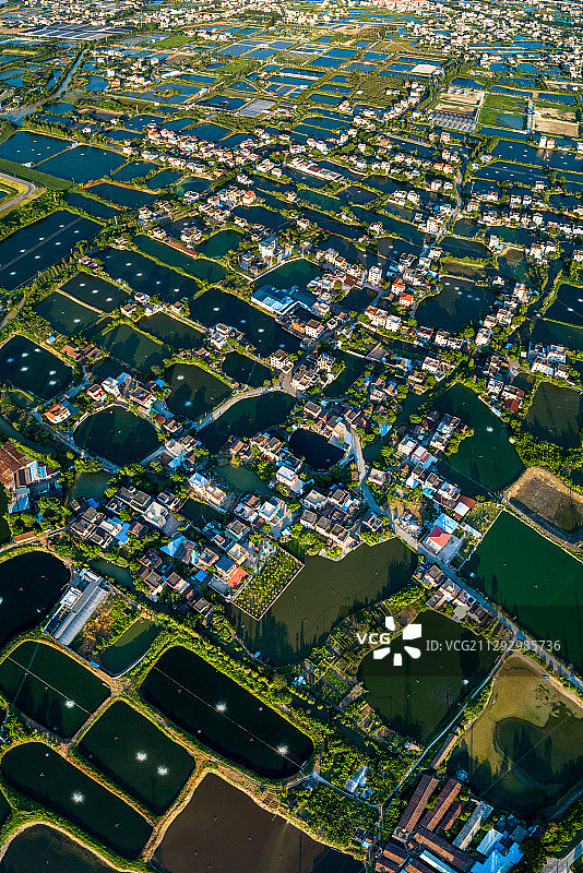 桑基鱼塘，新农村风貌图片素材