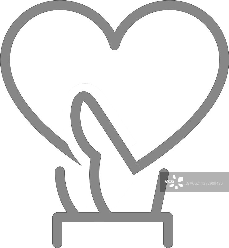 手持大红心线性图标分享爱图片素材