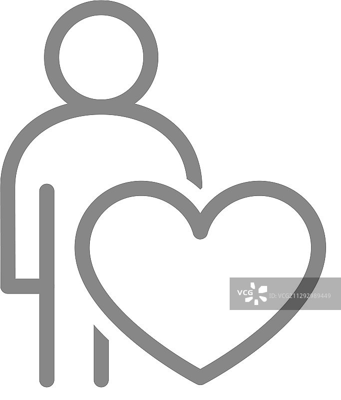 具有大爱心的自律线条图标图片素材