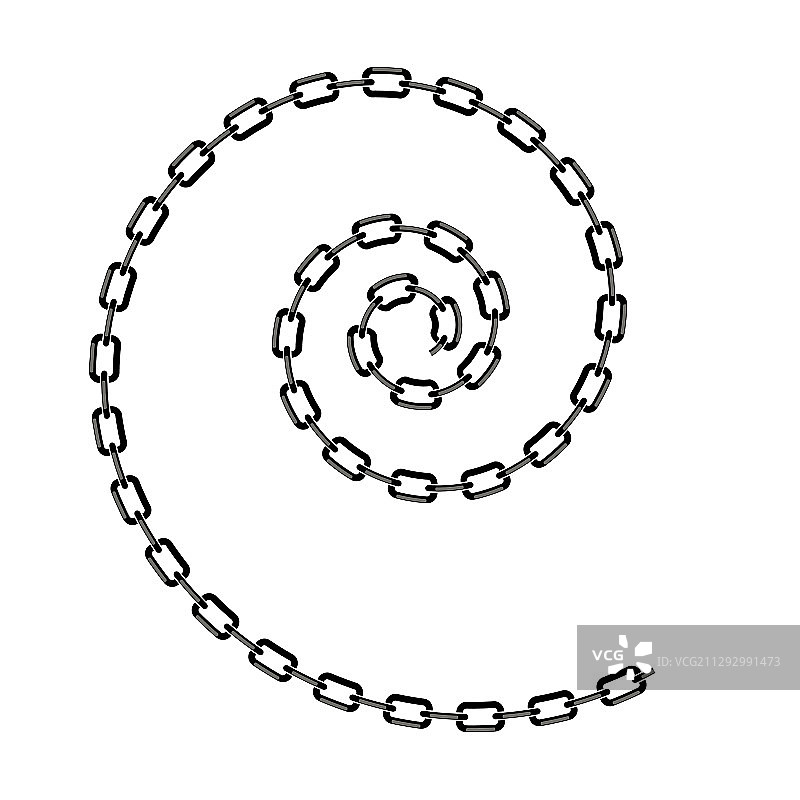 灰色链条螺旋线白色背景图片素材