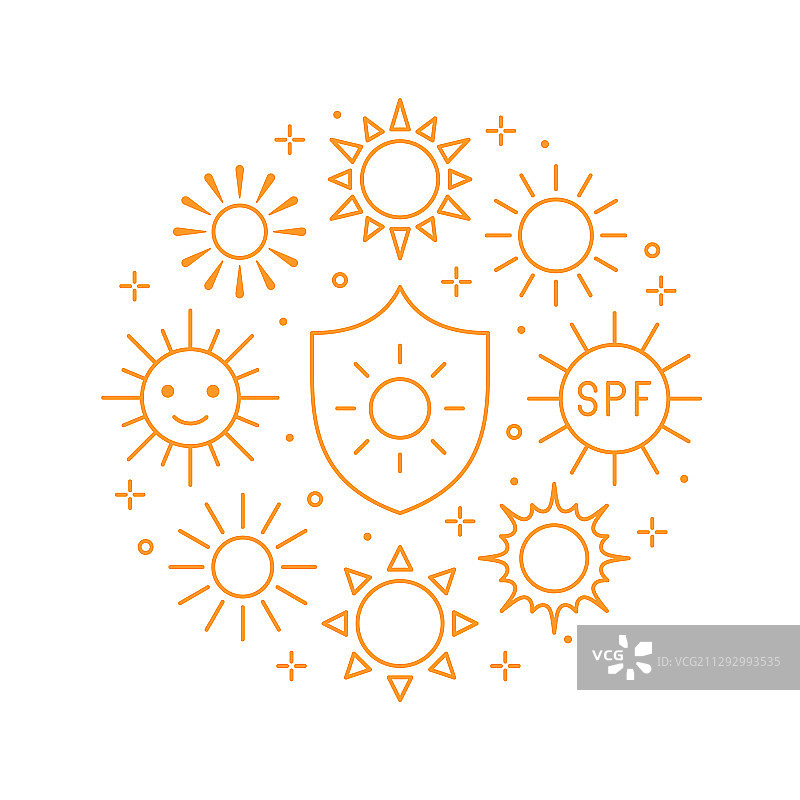 太阳光环概念扁平线条图标图片素材