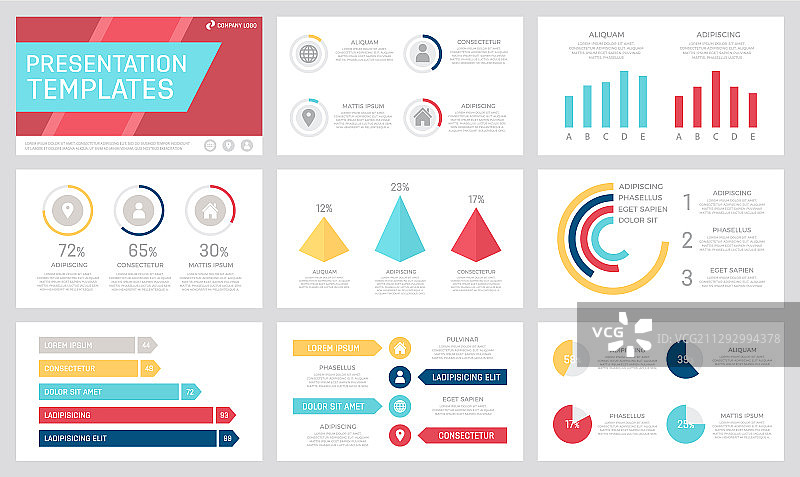 灰色黄色蓝色和红色元素素材图片素材