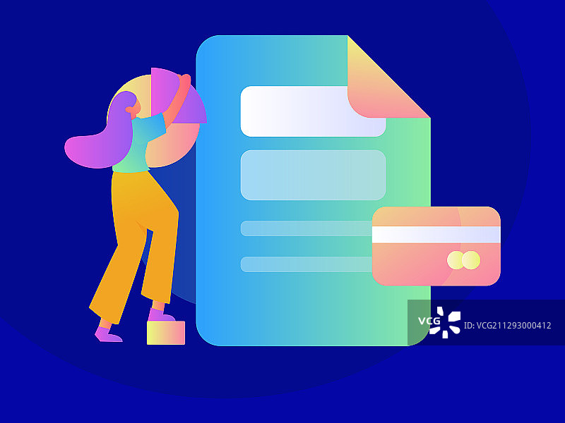 查看账单的女孩图片素材