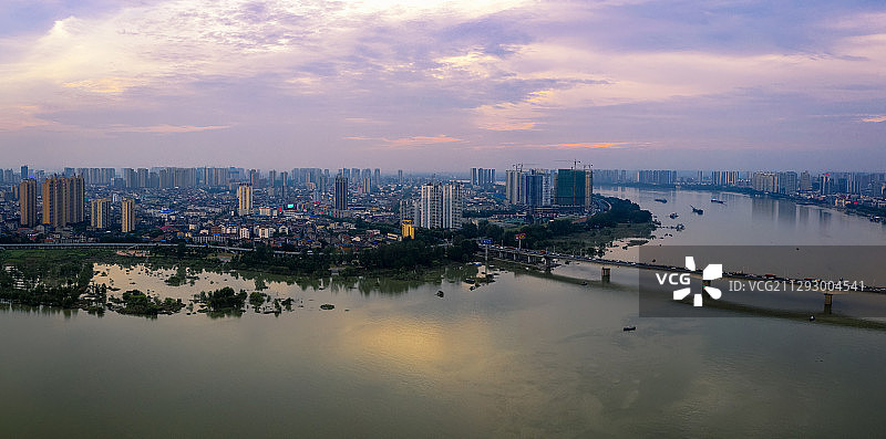 常德沅江日落二桥图片素材