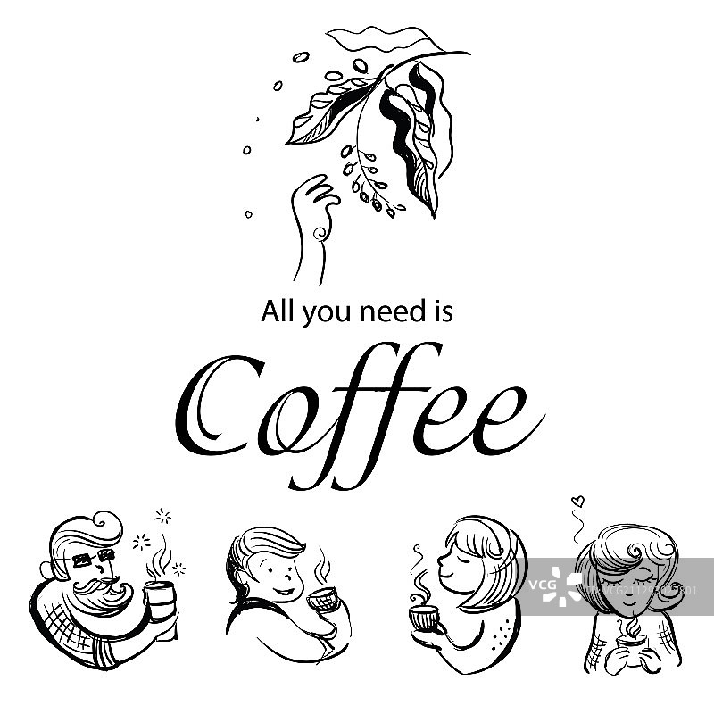 角色喜爱咖啡图片素材