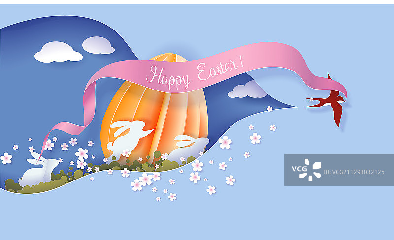 复活节剪纸艺术背景贺卡图片素材