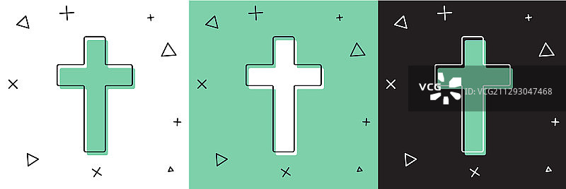 基督教十字架图标白色背景套装图片素材