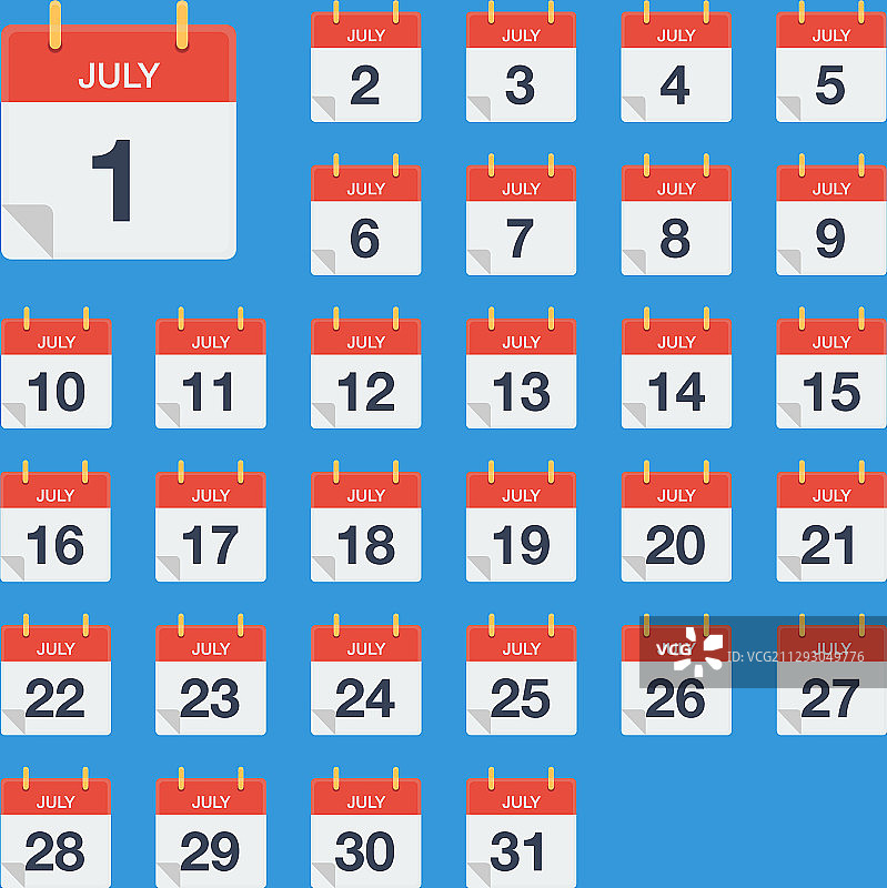 扁平风格七月日历壁挂图标图片素材